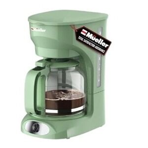 Mueller DC-550x 12-Cup Coffee Maker Sage Green Retro Drip Brewer Glass Carafe